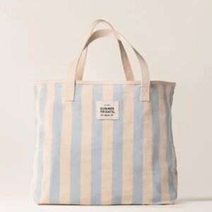 Summer Fridays Striped Travel Tote Bag | Brand New